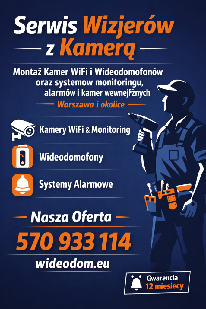 Serwis Wizjerów z Kamerą - Montaż Kamer Wifi i Wideodomofonów oraz systemów monitoringu, alarmów i kamer wewnętrznych Warszawa i okolice. Nasza Oferta