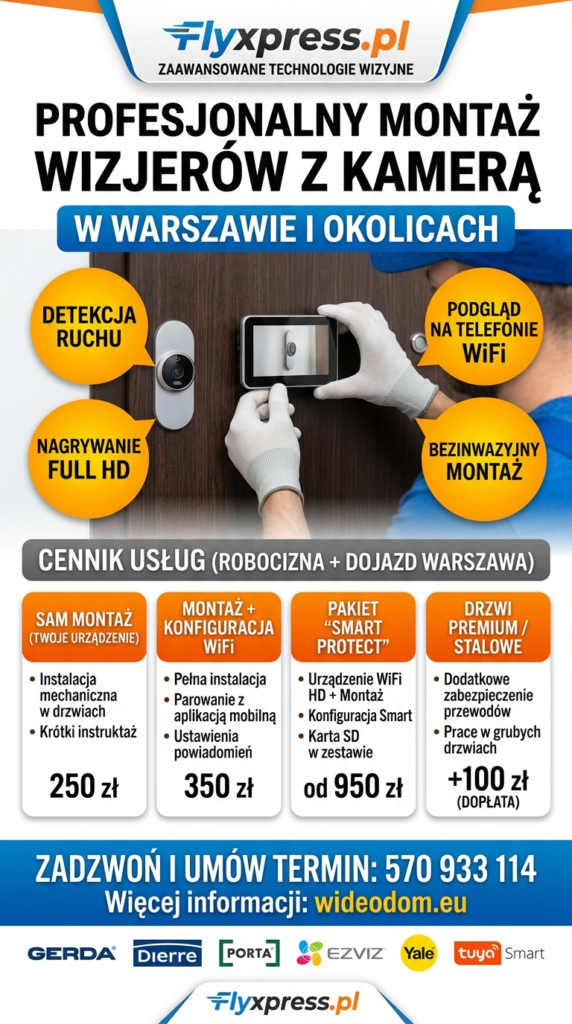 Montaż Wizjerów z kamerą tel 570 933 114 wideodom.eu 